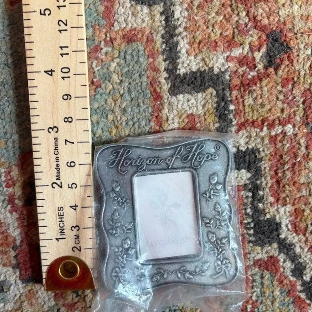Longaberger Horizon‎ of Hope Pewter Mini Photo Frame Floral Embossed B0087